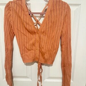 Forever 21 Orange Button Down Ribbed Top